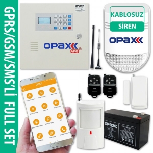 OPAX-2646 GPRS/GSM PANELİ &amp; BGR-08 KABLOSUZ POLİS SİRENLİ FULL ALARM SETİ