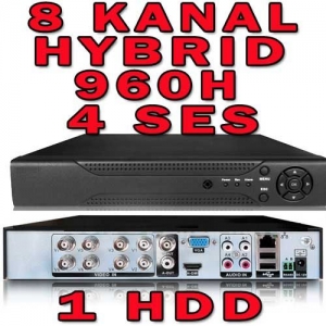 8 KANAL 960H 1 HDD HYBRID DVR (HVR+DVR+NVR)
